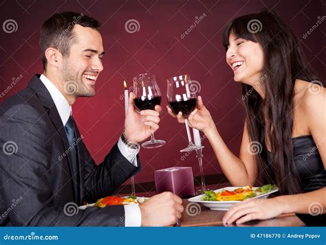 Couple at romantic dinner in restaurant