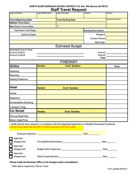 Fillable Travel Request Form - Printable Forms Free Online