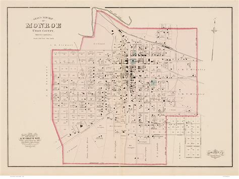 Monroe 1882 - Old Map Reprint - North Carolina Cities - OLD MAPS