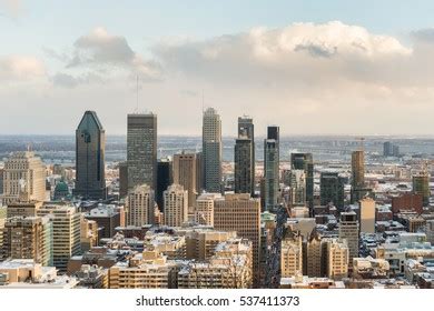 Montreal Skyline Winter Kondiaronk Belvedere December Stock Photo ...