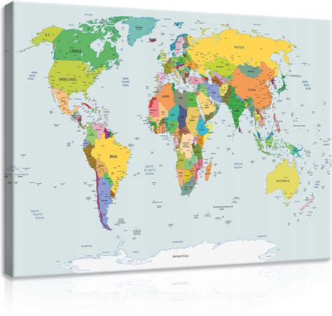 Obraz dla dzieci Mapa Świata kontynenty 100x70 - Opinie i atrakcyjne ...