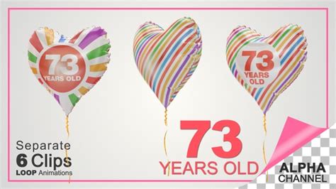 73rd Birthday Celebration Heart Shape Helium Balloons, Motion Graphics