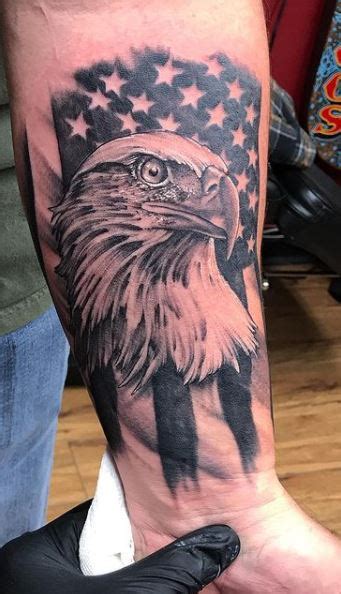 American Eagle Tattoos With Flag