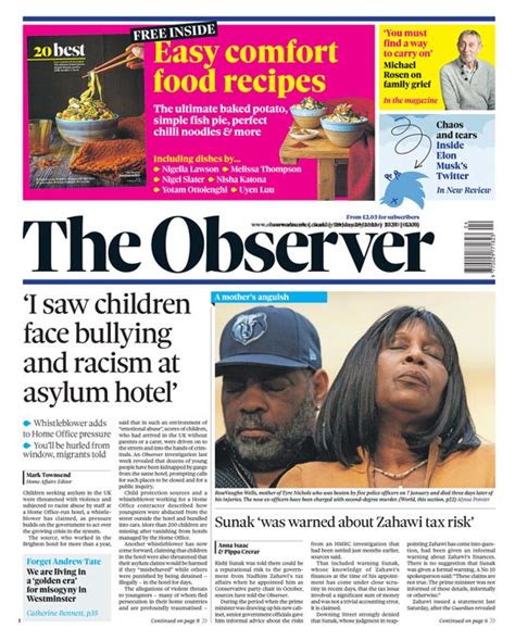 Observer Front Page 29th of January 2023 - Tomorrow's Papers Today!