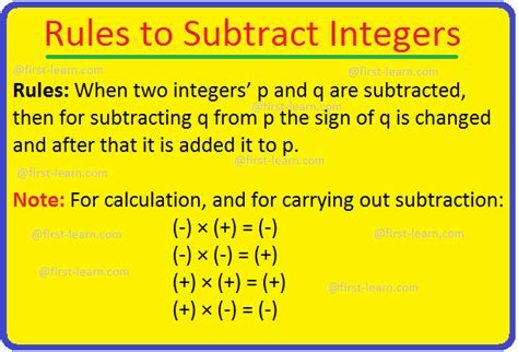 Subtraction Of Integers Examples With Answers