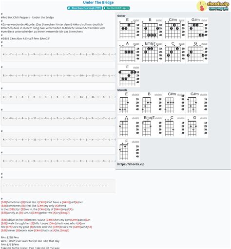 Chord: Under The Bridge - tab, song lyric, sheet, guitar, ukulele ...