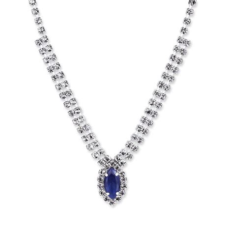 Newbridge Silverware Rhinestone Necklace with Blue Stone | Necklace ...