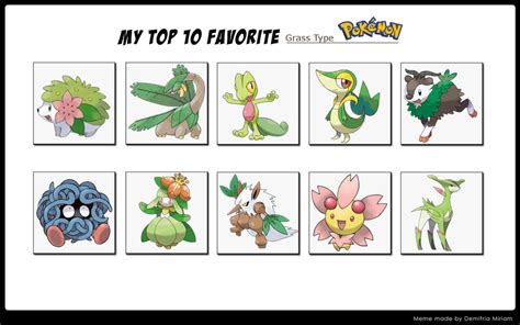 Top 10 Grass Type Pokemon by whosaskin on DeviantArt