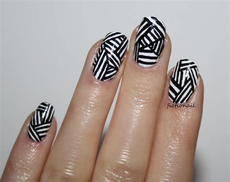 Black and White Stripes Nails