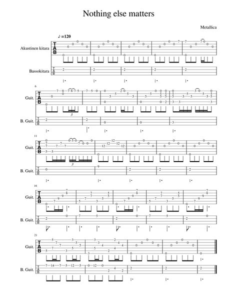 Nothing else matters Sheet music for Bass, Guitar (Rock band) | Musescore.com