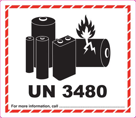 UN 3480 Battery Labels 126mm x 110mm - Limpet Labels