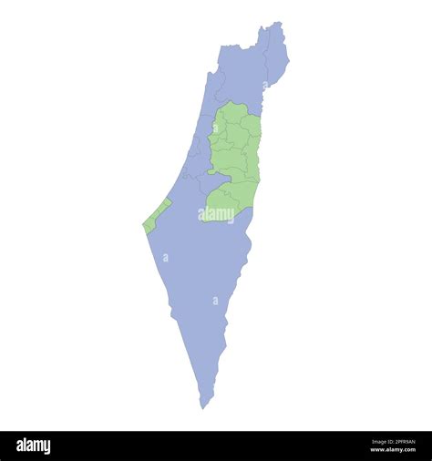 High quality political map of Israel and Palestine with borders of the ...