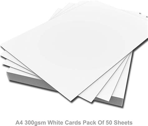 Ark Lot de 50 feuilles de papier cartonné épais pour imprimante Blanc 300 g/m² Format A4: Amazon ...