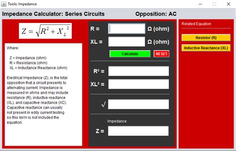 Impedance Calculator. | Electrical impedance, Time constant, Ohms law