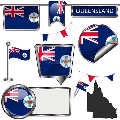 Flags of Queensland, Australia Stock Vector - Illustration of button ...