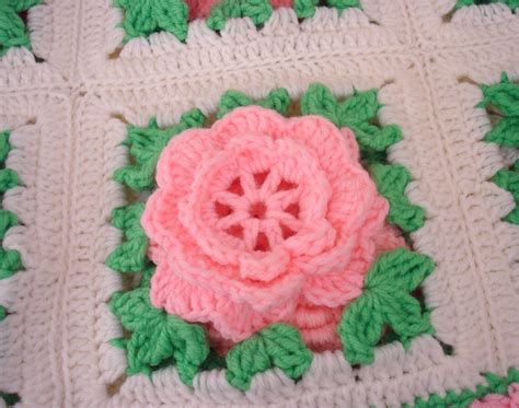 Crochete Pink Roses One of a Kind Crocheted Rose Afghan