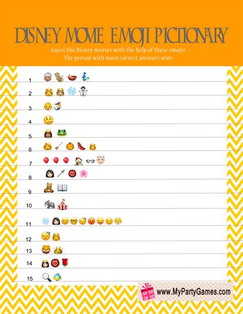 Free Printable Disney Movie Emoji Pictionary Quiz