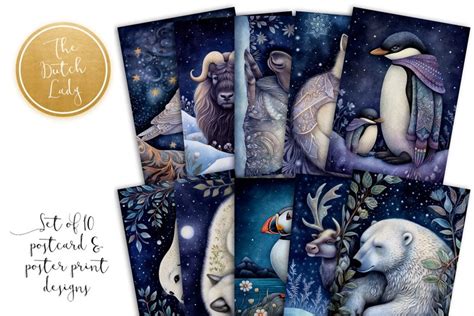 Arctic Circle Animals Postcard and Poster Print Set