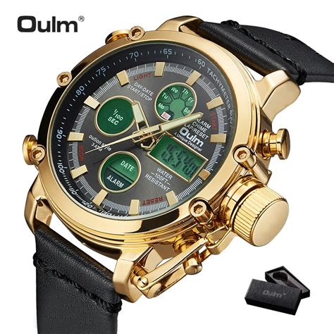 2019 OULM Big Size Military Dual Time Digital Watch Men Calendar Alarm Multifunction Waterproof ...