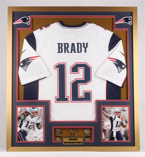 Tom Brady 32x36 Custom Framed Jersey with (3) Super Bowl Pins | Pristine Auction