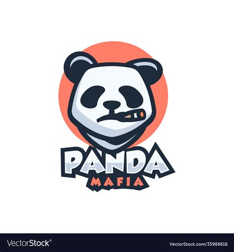 Logo panda mafia simple mascot style Royalty Free Vector