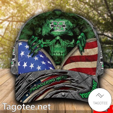 Marshall Thundering Herd Mascot Custom Caps - Tagotee