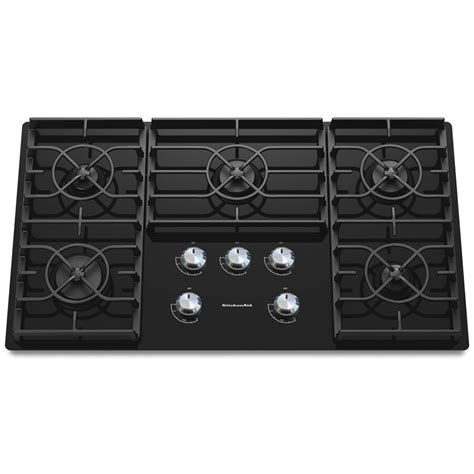 KitchenAid Architect II 36-in 5-Burner Black Gas Cooktop (Common: 36-in ...