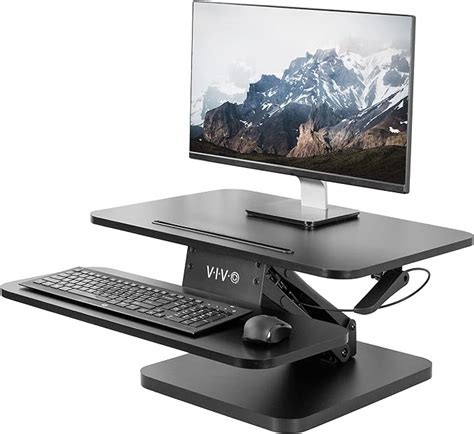 VIVO Black Height Adjustable 25 inch Standing Desk Converter, Compact ...