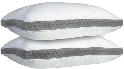 Gusseted Bed Pillows - Pack of 2 Premium Queen Size Pillows for Side Sleepers - Grey Gussets ...