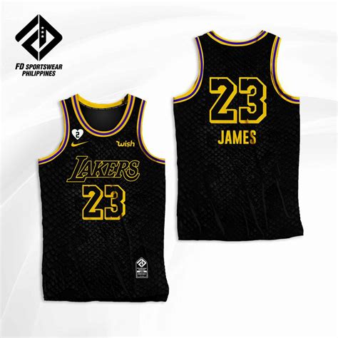 LEBRON JAMES BLACK MAMBA LOS ANGELES LAKERS FULL SUBLIMATED JERSEY ...