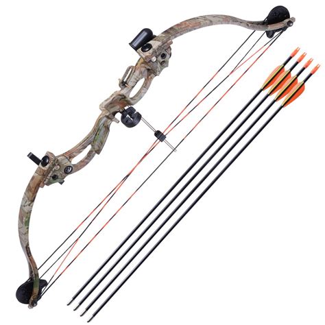 34" Junior Compound Bow Kit w/ 4pcs 28" Arrow Set Youth Archery Draw ...