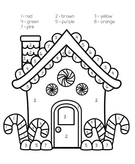 Gingerbread House Color by Number Worksheet