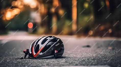 Premium AI Image | A safety helmet bike cycle crash by accident