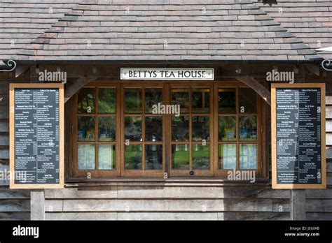 Bettys tea house kiosk in RHS Harlow Carr gardens, Harrogate, England ...