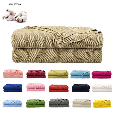 PiccoCasa Cotton Cable Knit Throw Blanket for Couch Sofa Chair Soft ...