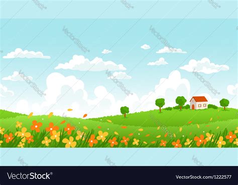 Sunny day landscape Royalty Free Vector Image - VectorStock