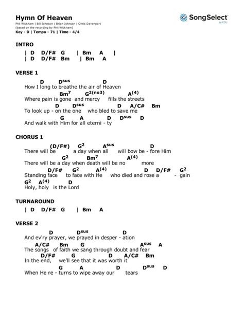 Hymn Of Heaven - SongSelect Chart in D.pdf | PDF