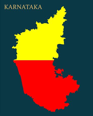 Karnataka State Map With Karnataka Official Flag Stock Illustration - Download Image Now ...