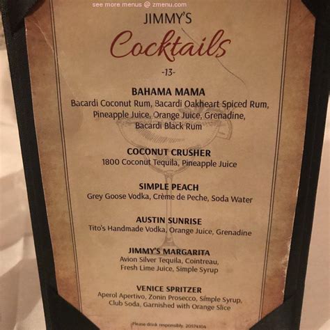 Online Menu of Jimmys Italian Restaurant Restaurant, Asbury Park, New Jersey, 07712 - Zmenu