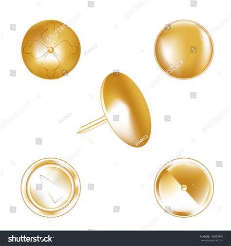 Thumbtack On White Background Gold Color Stock Vector (Royalty Free ...