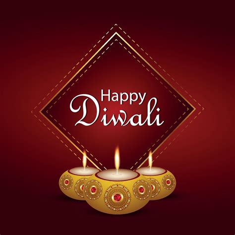 Happy diwali invitation greeting card diwali festival of light with ...