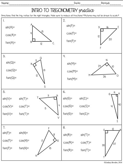 Right Triangle Trigonometry Notes and Worksheets - Lindsay Bowden