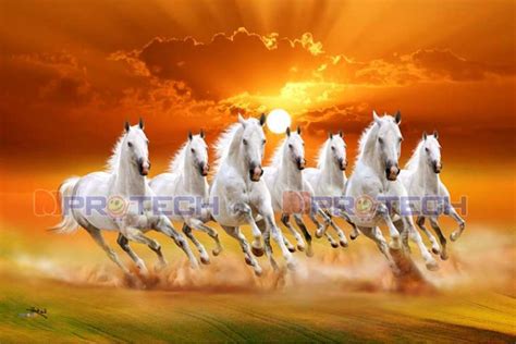 028 Vaastu Seven Horses Painting Large size white horse L