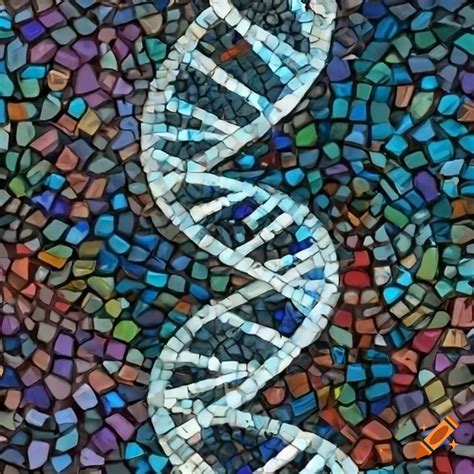 Mosaic art of dna double helix on Craiyon