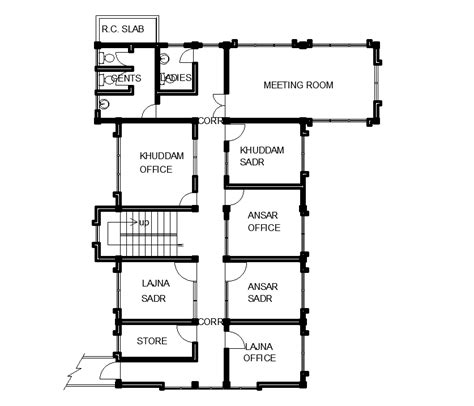 Small office building first floor plan is given in this Autocad drawing ...