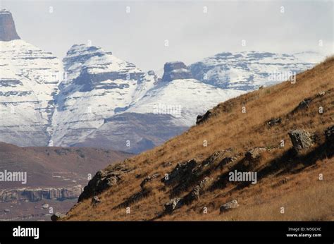 Drakensberg Mountains with snow, South Africa Stock Photo - Alamy