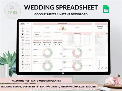 Digital Wedding Planner Spreadsheet, Wedding Budget, Wedding Checklist, Wedding Guest List ...