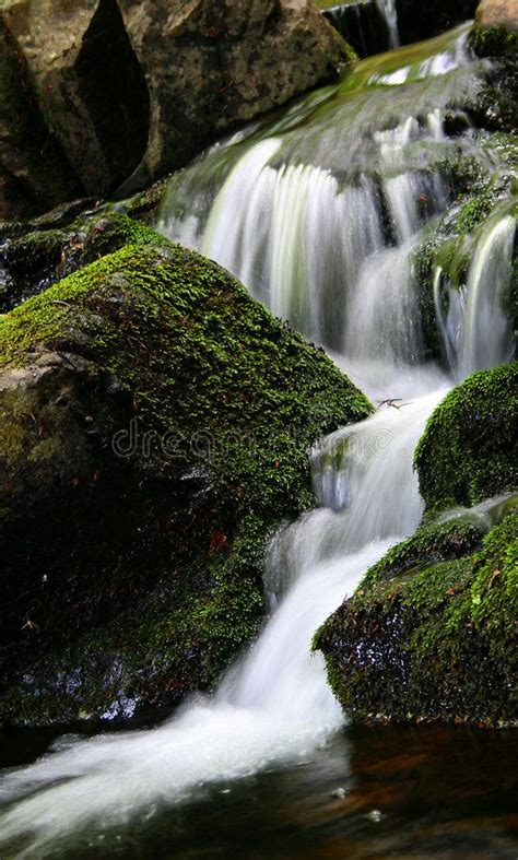 Peaceful waterfalls. A wonderful waterfall is running quiet between ...