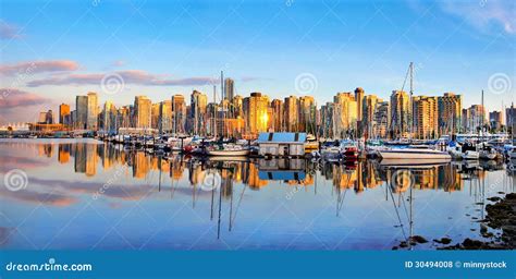 Vancouver Skyline Panorama at Sunset, British Columbia, Canada Stock Photo - Image of beautiful ...