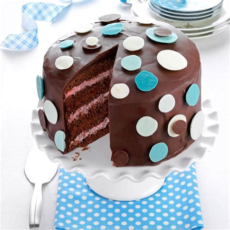 Chocolate-Raspberry Polka Dot Cake Recipe | Taste of Home